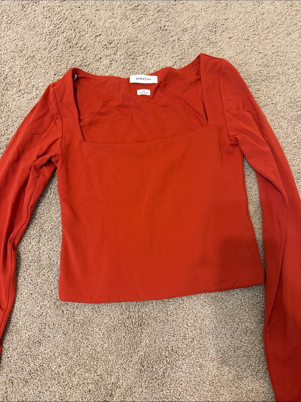 Babaton Long-Sleeve Square Neck Top - Rust